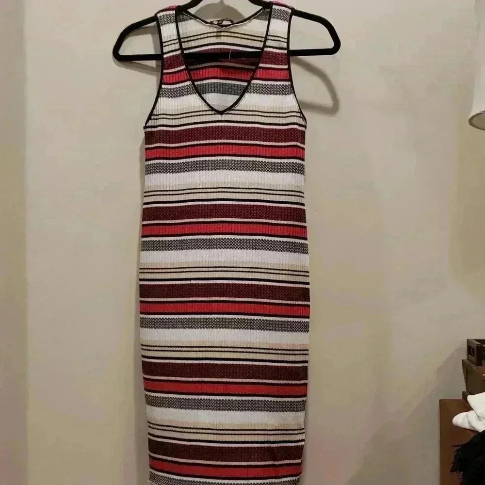 Massimo Dutti Striped Sleevelesd Midi Dress Size XS